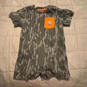 Carhartt Baby Infant Short-Sleeve Camo Orange Pocket Romper, Lands Mossy Oak